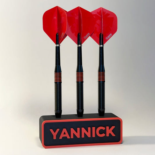 Personalized dart wall mount for 3 darts